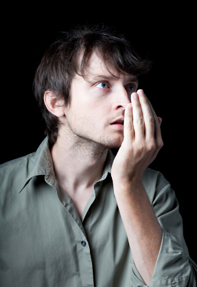 Man checking his breath