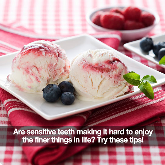 A dish of ice cream. Caption: Are sensitive teeth making it hard to enjoy live?