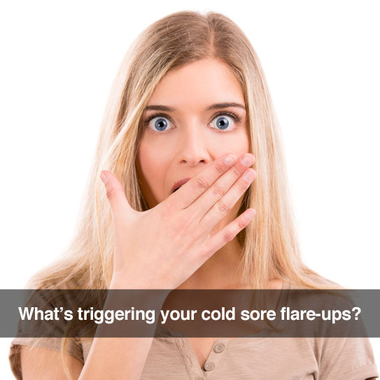 Young woman covering her mouth. Cation: What's triggering your cold sore flare-ups?