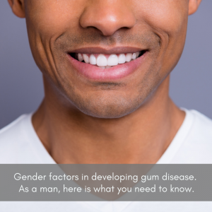 Gum disease: Close up of a man's teeth and gums.