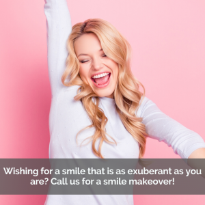 Smile makeover celebration - Beautiful woman with a big smile on a pink background.