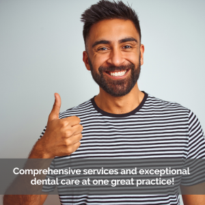 Dental care: A man gives the thumbs up for great dental service.