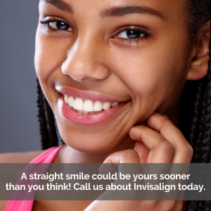 Invisalign aligners: A woman smile with straight teeth after using Invisalign.