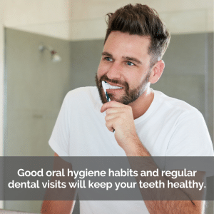 Man brushing his teeth in bathroom