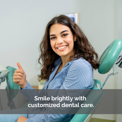 Woman in dental chair for Customized dental treatment