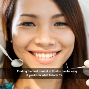 Woman smiling. Caption: Choosing the best dentist in Boston can be easy if you know what to look for.