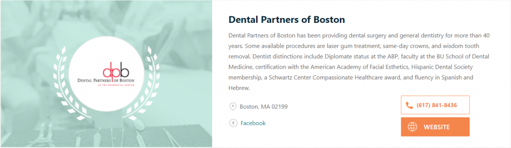 Awarded one of the Best Dentist in Boston for 2020 by Expertise.com