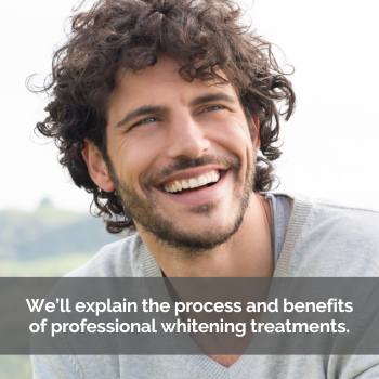 man smiling outdoors. Caption: process and benefits of teeth whitening treatment