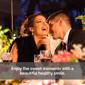 Man and woman romancing at Valentines dinner