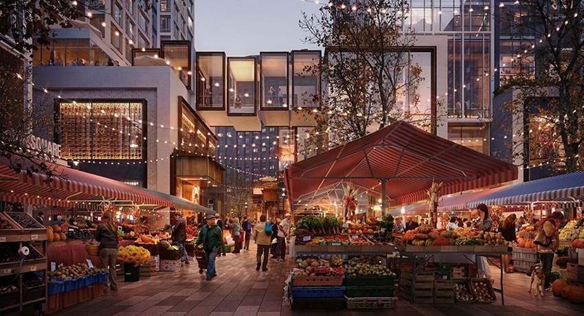 Seaport Boston's newest outdoor shopping space rendering