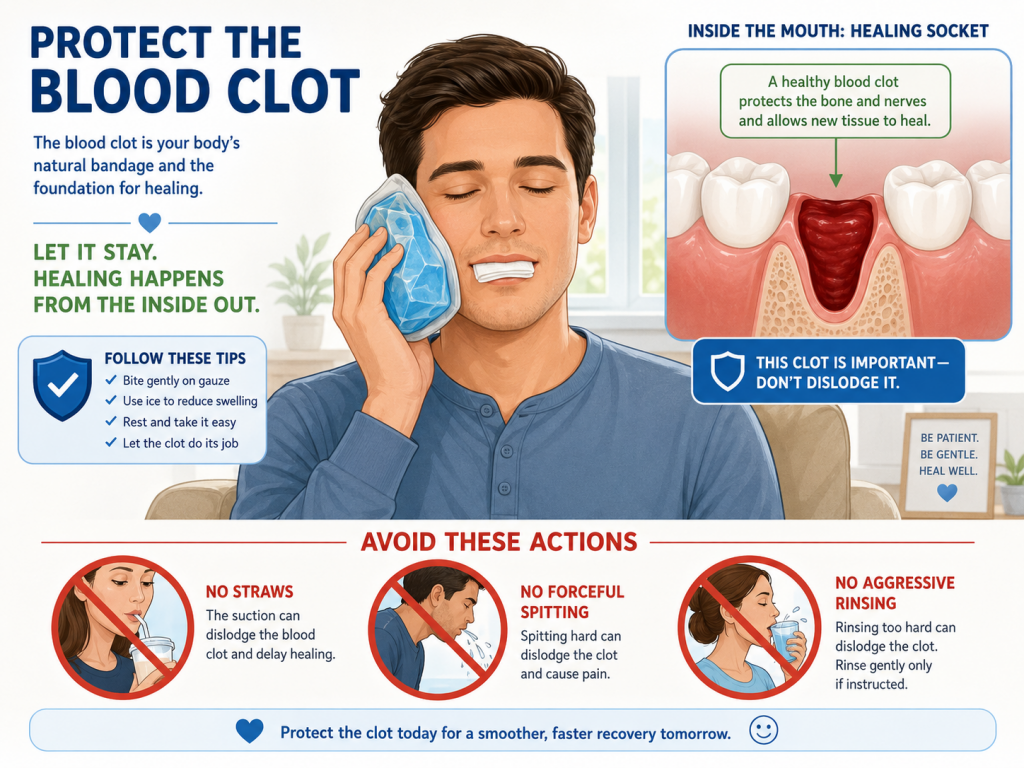 Day 1 after tooth extraction - how to protect the blood clot